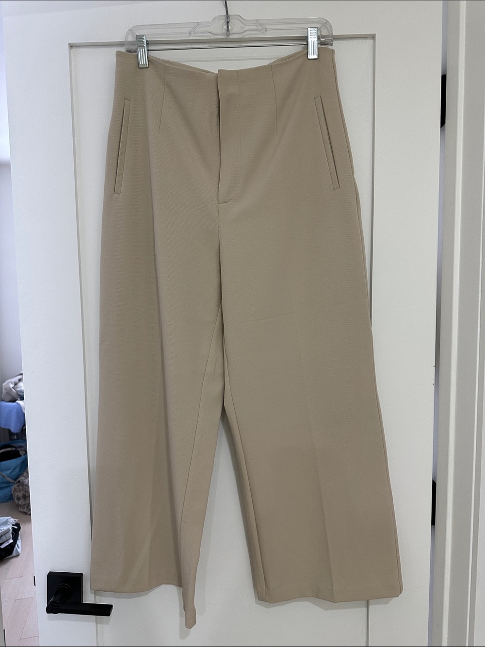 Zara Taupe Wide-Leg Chinos